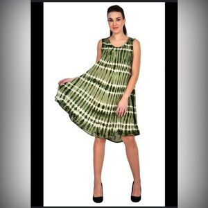 Sunday Green Tie-Dye Mini Dress